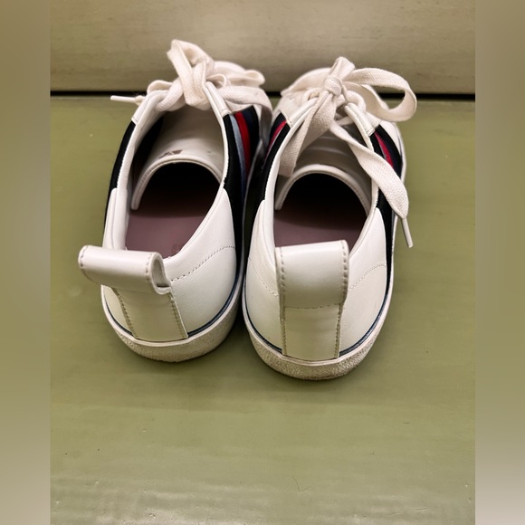 Diane von Furstenberg ‘Tess’ Leather Sneakers with Colorblock Silk and Suede - Picture 2 of 5